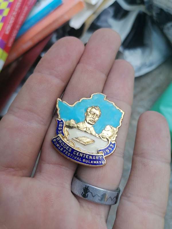 1953 Rhodes Centenary Bowls Festival Bulawayo Enameled Badge
