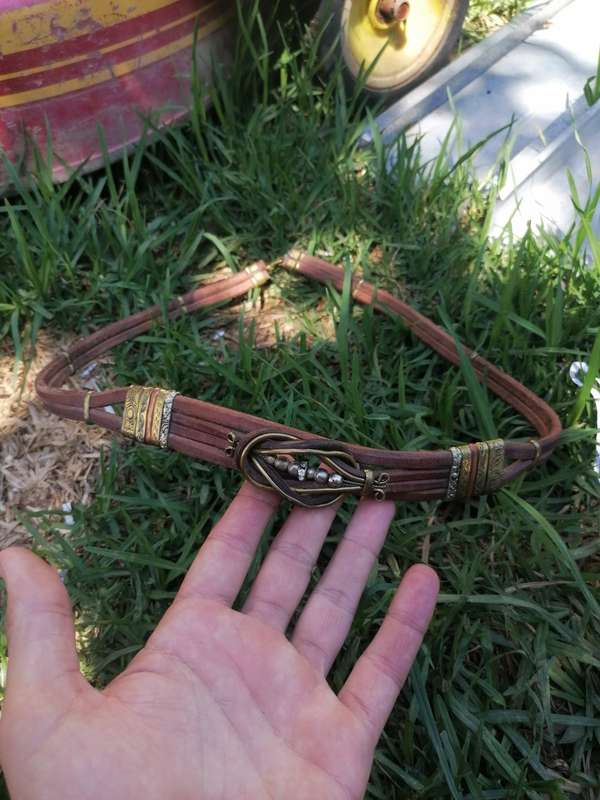 Vintage leather belt from Egypt for small waste