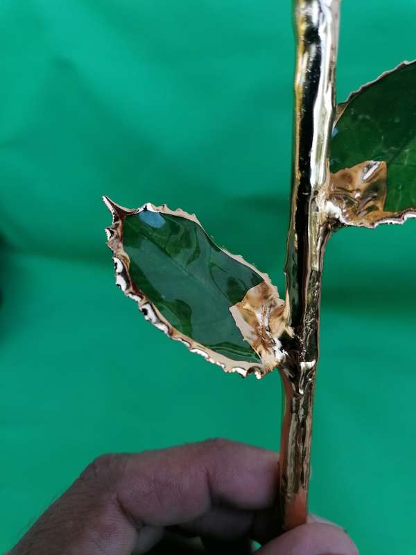 Red Rose Glazed & Trimmed with 24K Gold with its matching earrings and pendant with authentication