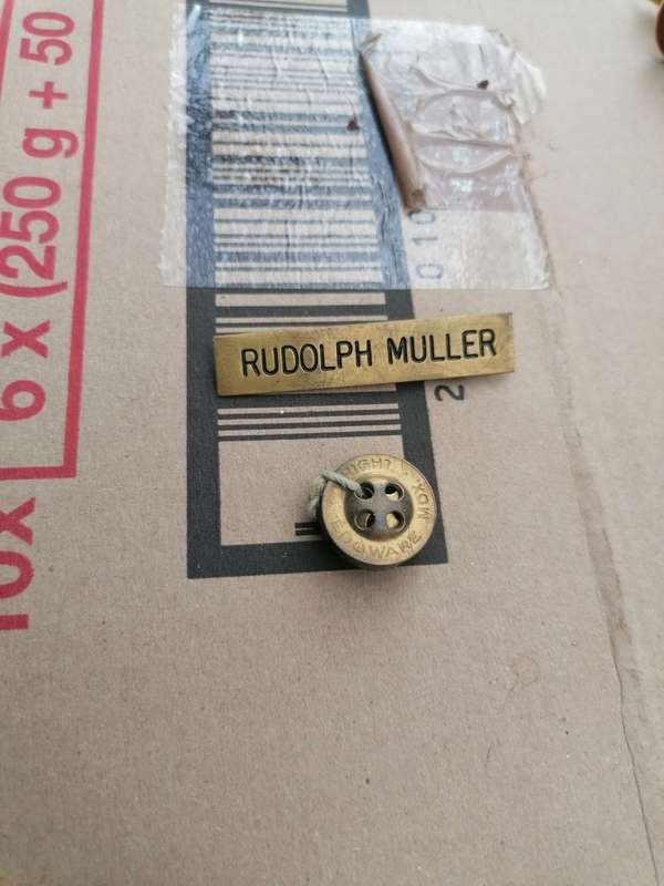 Military buttons and name plate