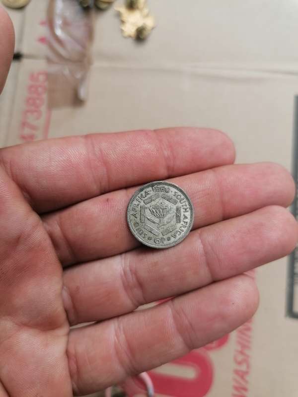1960 south africa silver 6d coin