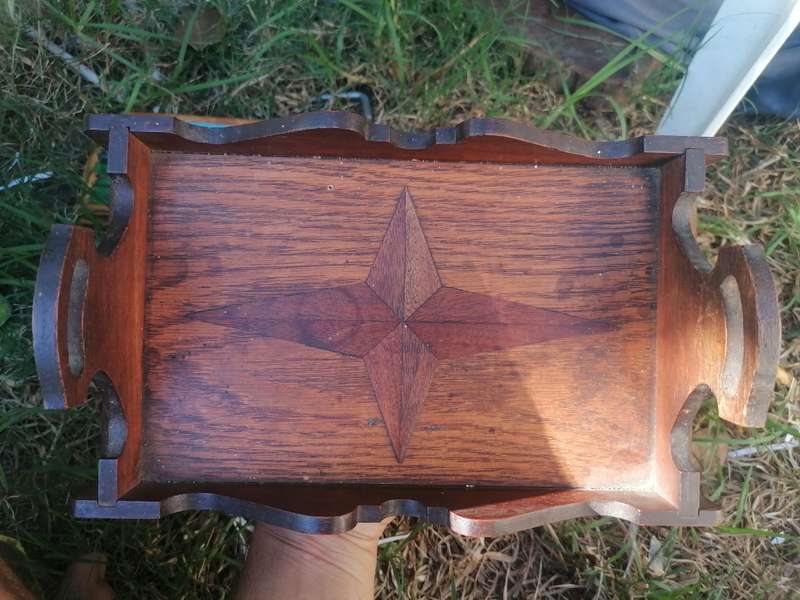 Antique afrikana tray with inlay