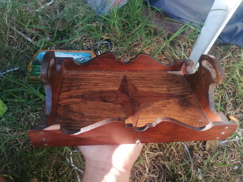 Antique afrikana tray with inlay