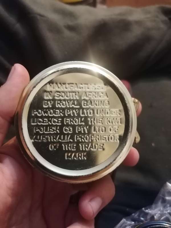 Old kiwi shoe polish tins. One still full with brushes & travel bag