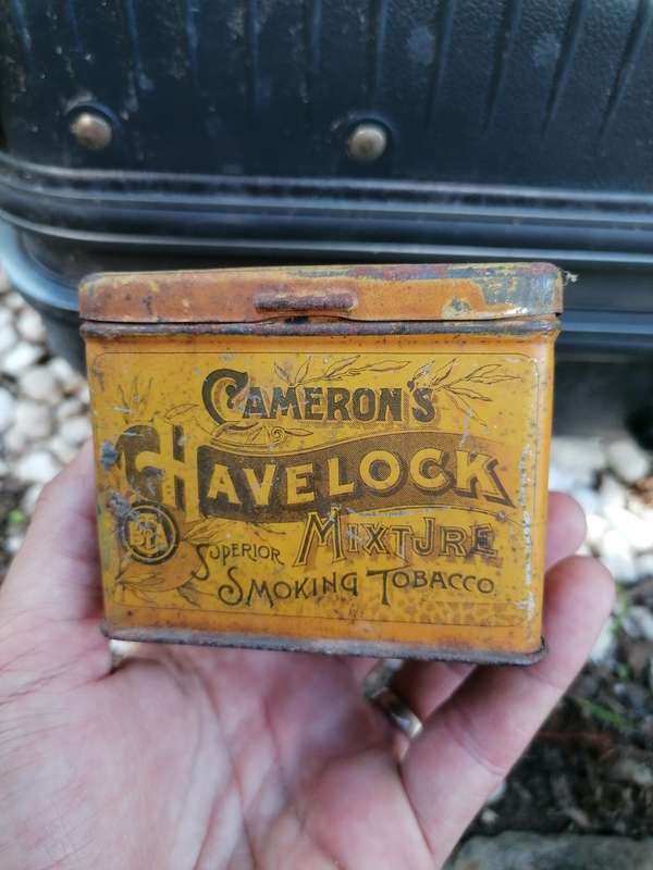 Rare find a antique Cameron`s havelock 4 oz Tabacco tin