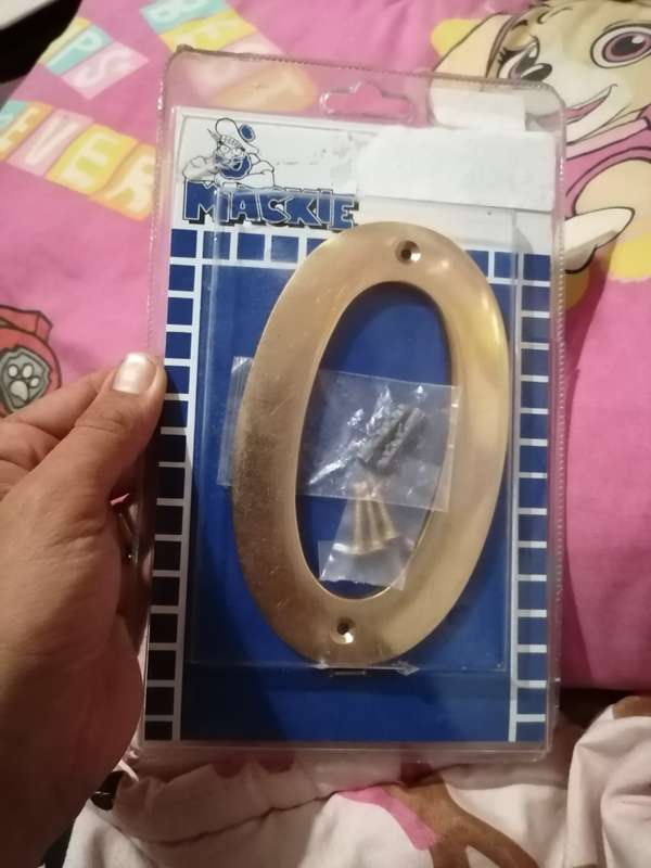 Number 0 solid brass sign mackie