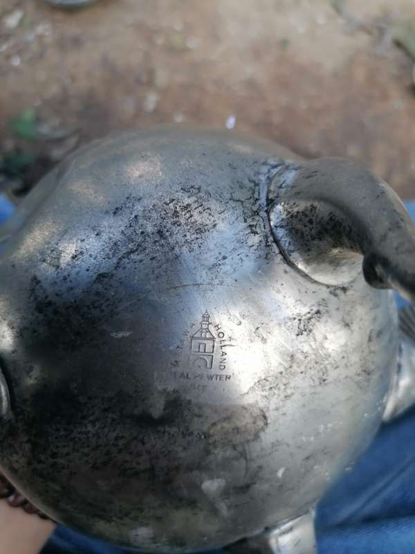 Vintage Metawa Holland Pewter Teapot Coffee Urn Base and Heating Wick