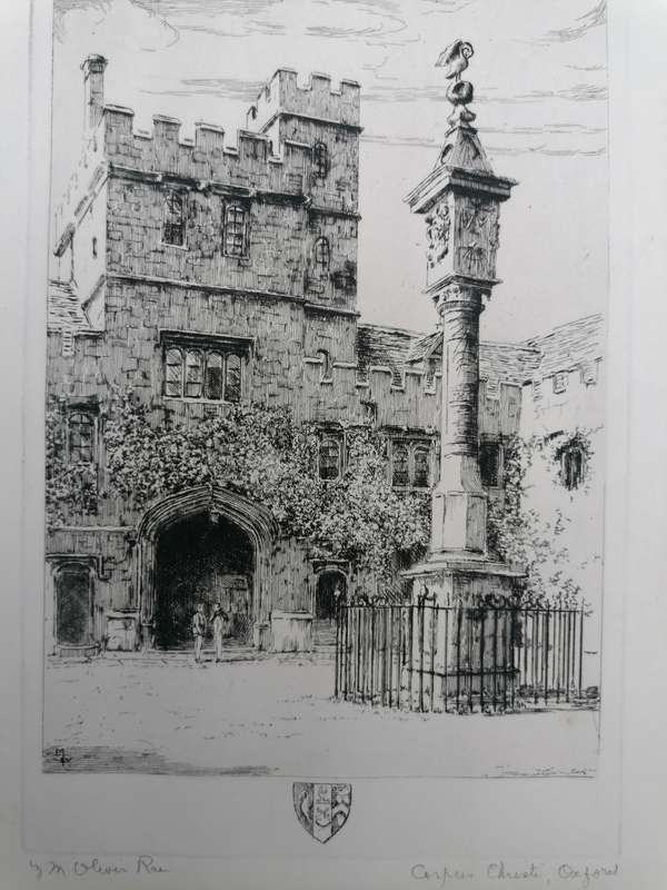 Very collectable Mabel Oliver Rae 1868 -1956 etching of Oxford