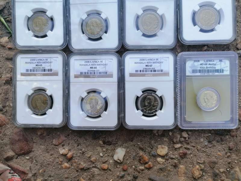 2008 graded R5 Mandela coin lot from XF45 - MS68