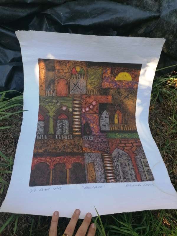 Lovely collagraph print art piece