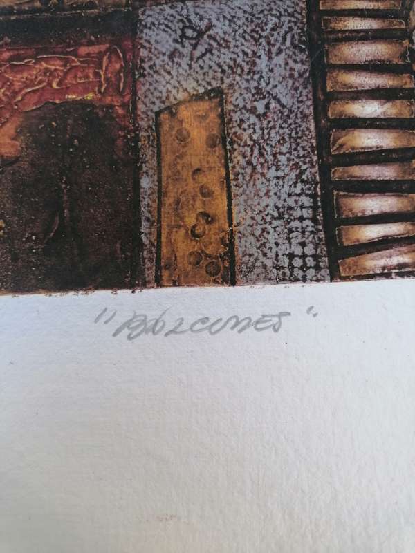 Lovely collagraph print art piece