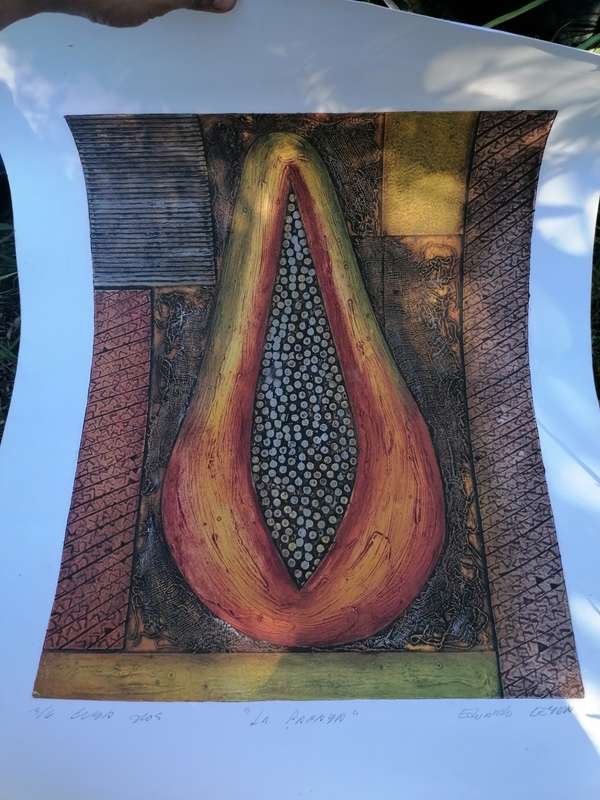 Lovely collagraph print art piece