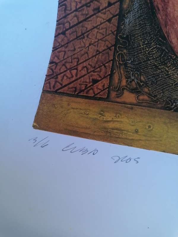 Lovely collagraph print art piece