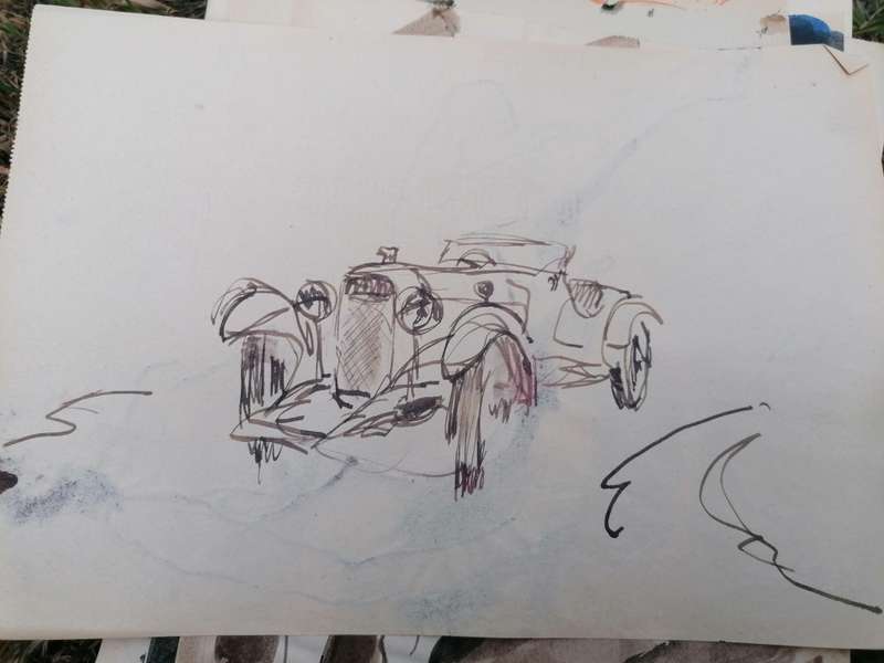 Rare find a original Marylski Jerzy Luszczewski (George) nude with car on back
