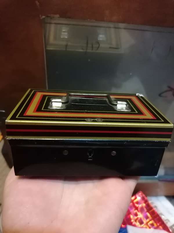 Vintage Chad Valley tin cash box without key