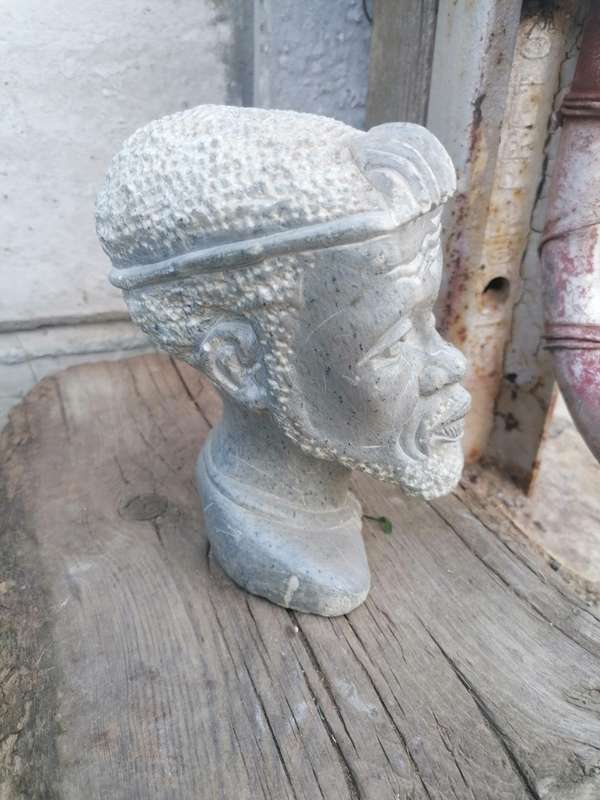 Vintage African stone head carving