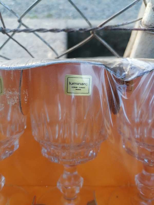 Vintage Set 6 Luminarc Verrerie D`arques France Crystal Wine Glass