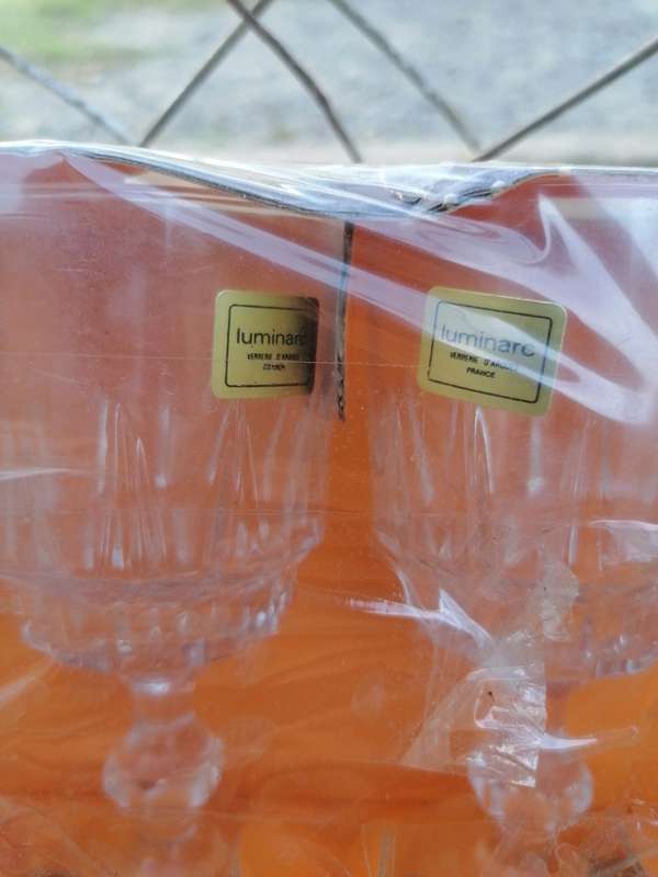 Vintage Set 6 Luminarc Verrerie D`arques France Crystal Wine Glass