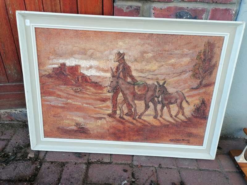 RUTH ESME TRIGGS (RHODESIA/SA 1928 - 1987) FRAMED OIL ON CLOTH PAINTING DATED 1977