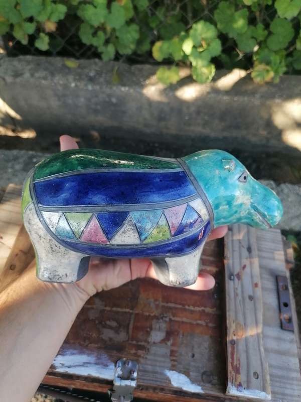 Raku Pottery Hippopotamus Hippo Figurine Made in South Africa