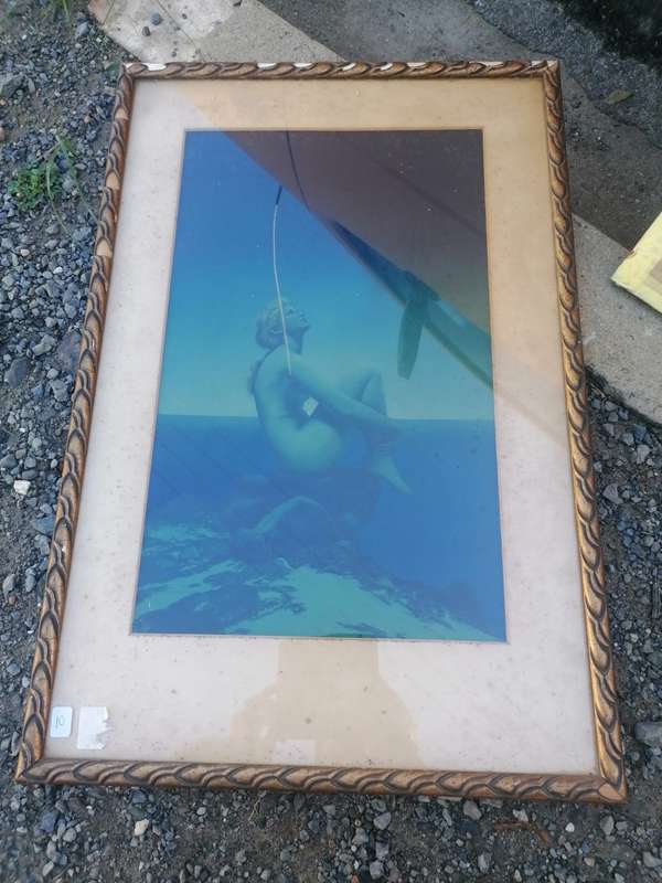ART DECO Vintage MAXFIELD PARRISH Sitting Female STARS
