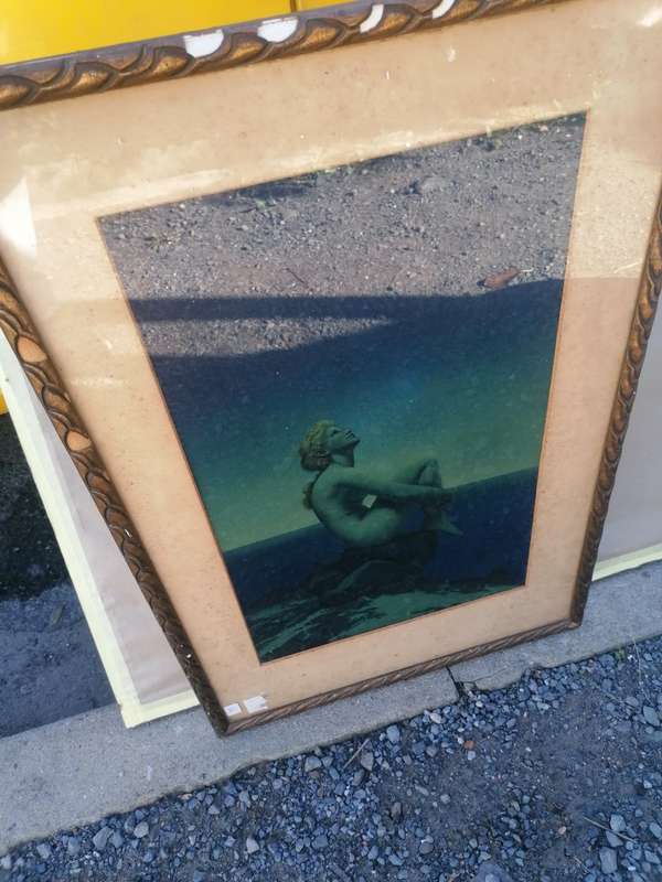 ART DECO Vintage MAXFIELD PARRISH Sitting Female STARS