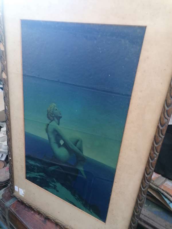 ART DECO Vintage MAXFIELD PARRISH Sitting Female STARS