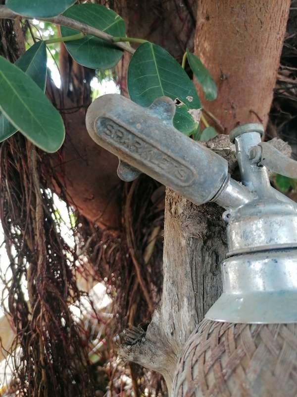Vintage 1940`s soda stream/wire mess bottle