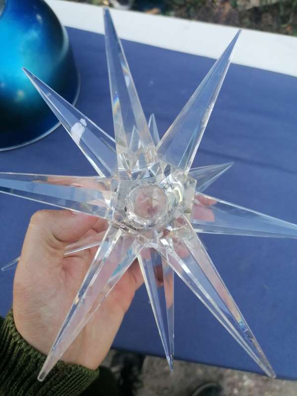 Crystal Starburst Candle Holder. one piece missing