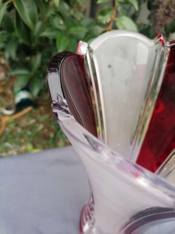 Lovely Crystal vase. Small chip on top.