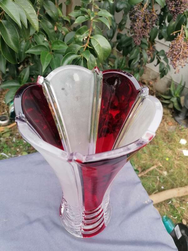 Lovely Crystal vase. Small chip on top.