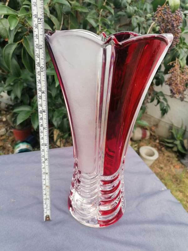 Lovely Crystal vase. Small chip on top.