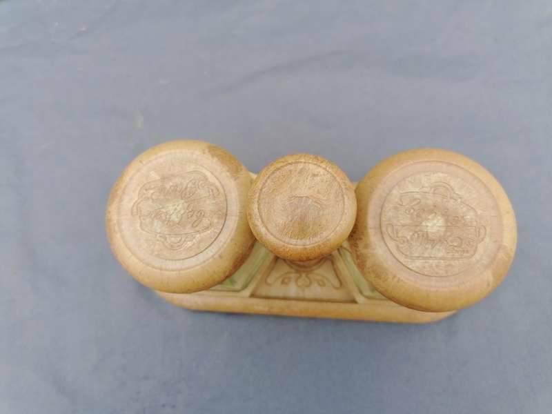 Cute jar set with wooden lids and stand