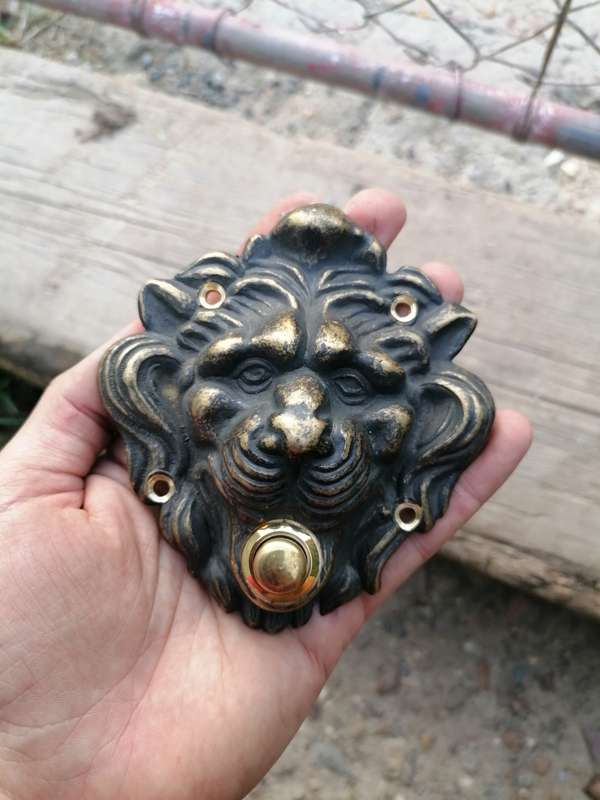 Brass lion head door bell