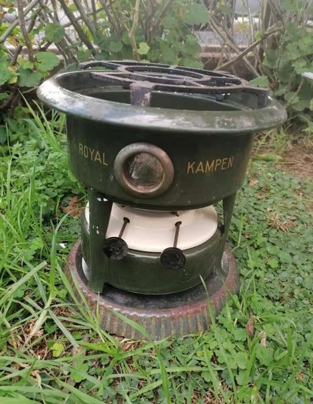 vintage Royal Kampen Enamel Twin Burner Camping Stove `kampen ware made in holland