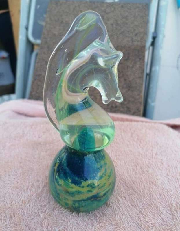Vintage MDINA Art Glass  SEAHORSE Figurine Statue Paperweigh