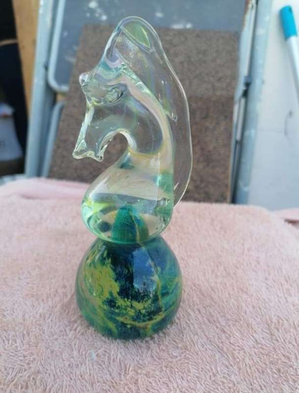 Vintage MDINA Art Glass  SEAHORSE Figurine Statue Paperweigh