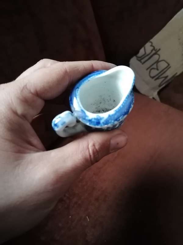 Small vintage minature blue porcelain  milk jug