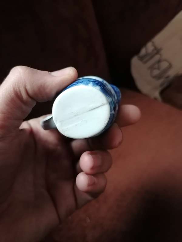 Small vintage minature blue porcelain  milk jug