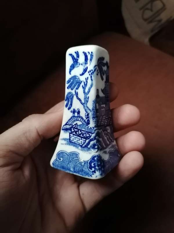 Antique blue porcelain salt shaker