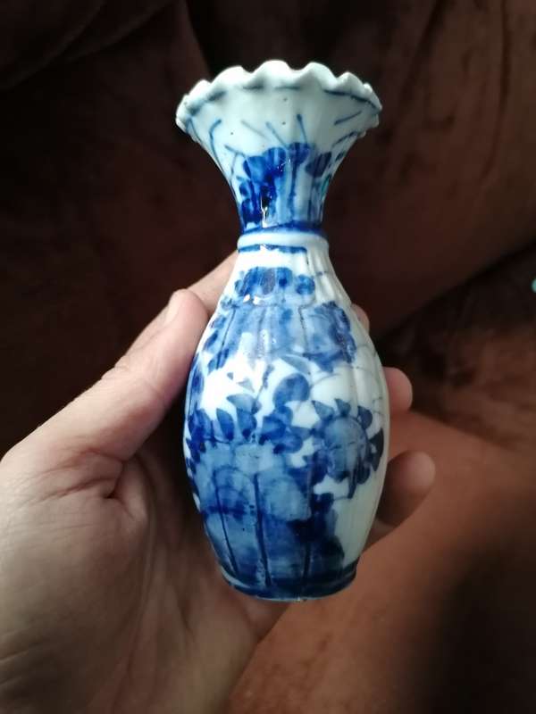 antique Japanese imari blue and white baluster vase