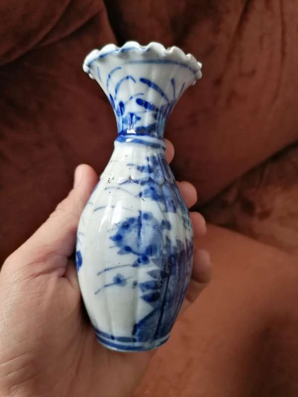 antique Japanese imari blue and white baluster vase