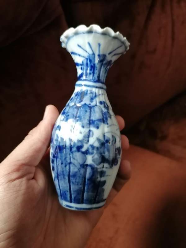 antique Japanese imari blue and white baluster vase