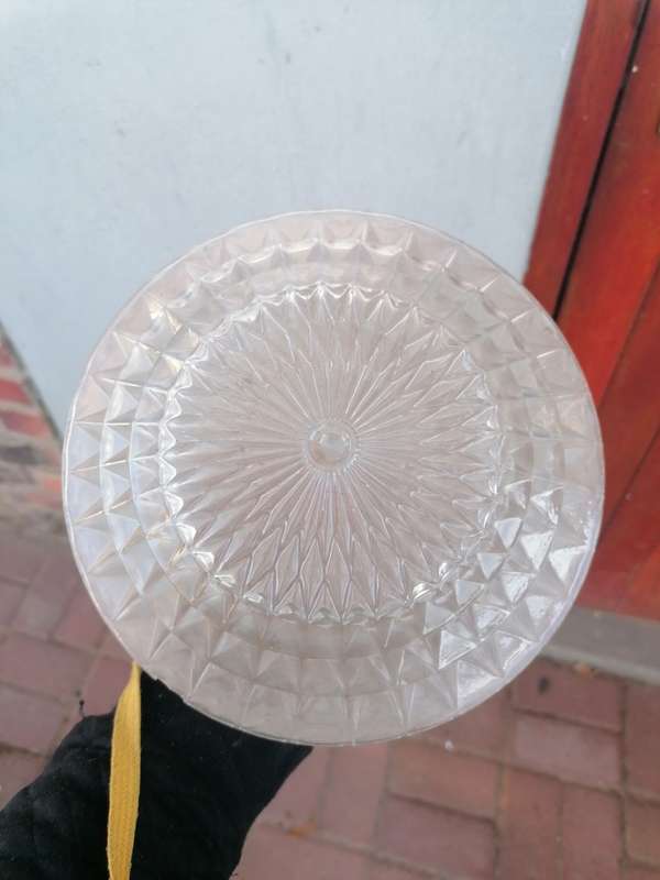 VINTAGE 70S CUT GLASS ROUND FLUSH MOUNT LAMP COVER