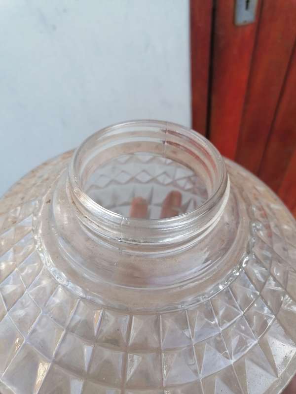 VINTAGE 70S CUT GLASS ROUND FLUSH MOUNT LAMP COVER