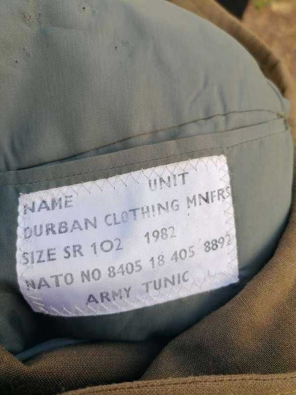 1982 south african army tunic size 102