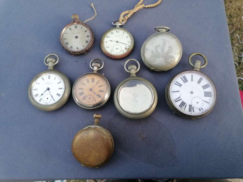 Antique lot of pocket watches and cases. Not working