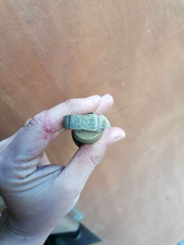 Antique 8 oz brass weight