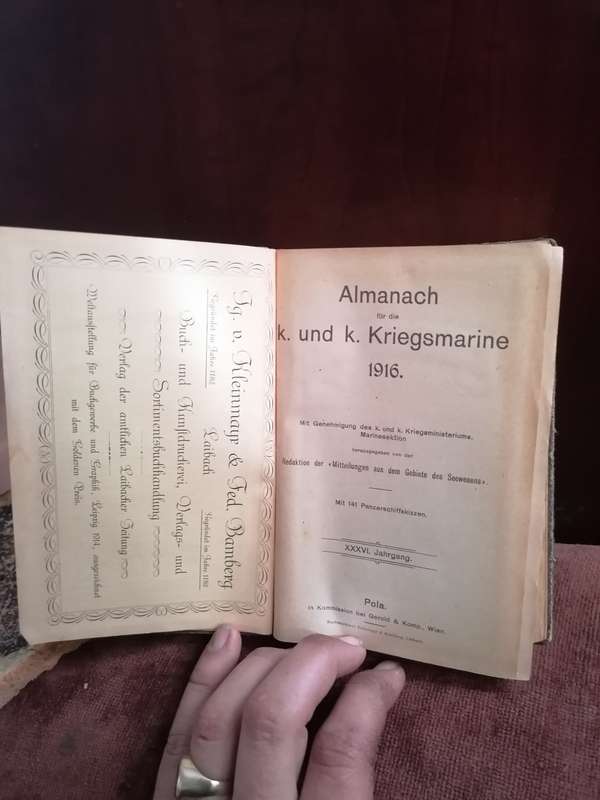 1916 ALMANAC for the Imperial and Royal Navy (war edition).