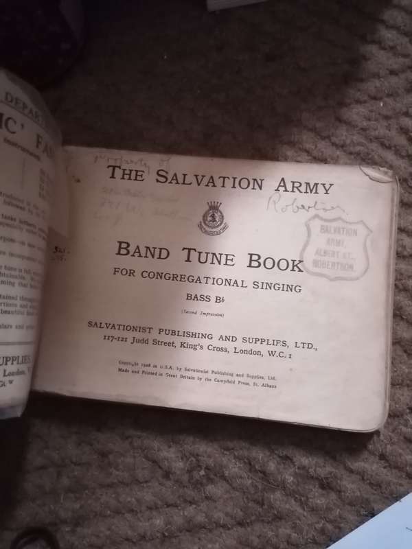 THE SALVATION ARMY BAND TUNE BOOK FOR CONGREGATIONAL SINGING 1928 Robertson